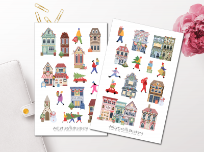 Christmas City Sticker Set